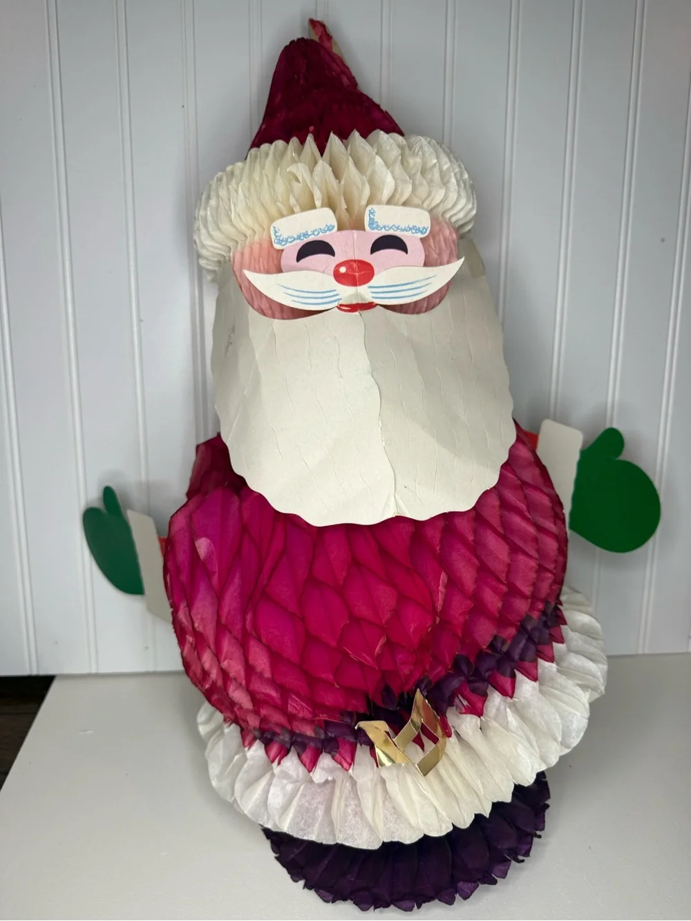 Vintage mid century Danish honeycomb accordion Santa Christmas decor